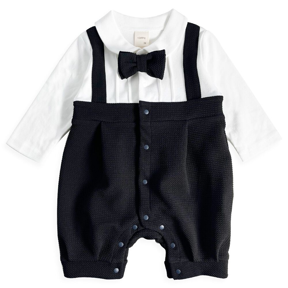 長袖フォーマルロンパス フォーマルニット 蝶ネクタイ付き(ブラック