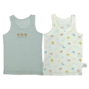 2枚組涼感袖なしシャツ肌着 シースルー くま&times;ぞう パステルブルー&times;80cm ベビーザらス限定