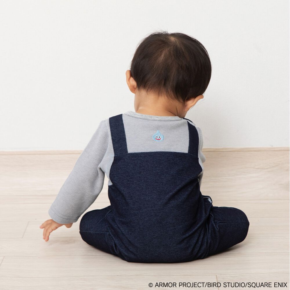 ドラクエベビー＆キッズ 長袖ロンパースサロペット風(ネイビー×約80cm