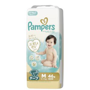 パンパース はじめての肌へのいちばん テープ M 46枚（6-11kg）【P&G テープタイプ おむつ】