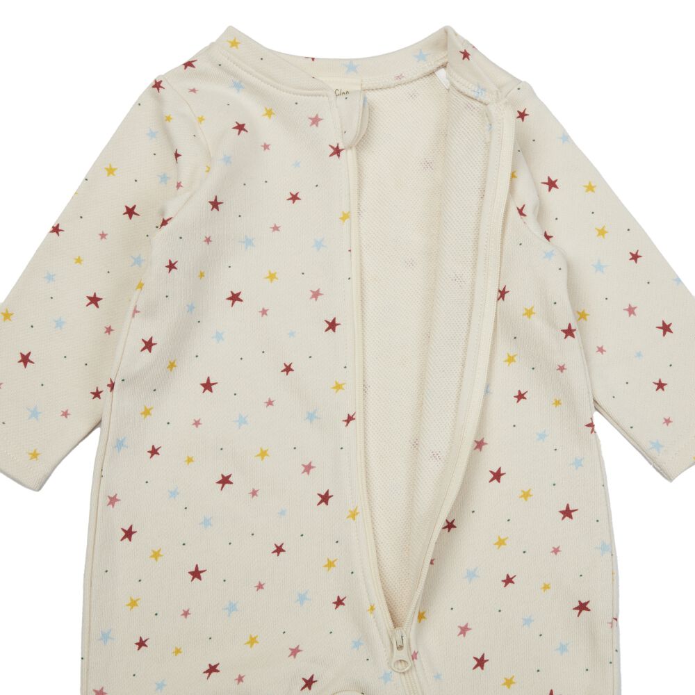 FirstCloset×mioさん】 長袖ファスナーオール 星柄 裏毛 ナチュラル