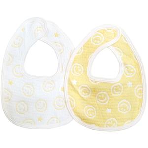 多重織ガーゼスタイ 2枚組 スマイリー (イエロー&times;フリー) ベビーザらス限定