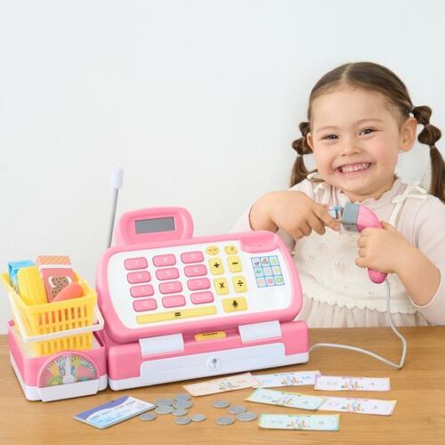 スキャンできるよ！お買い物ショッピングレジスター ピンク トイザらス限定 おままごと クリスマスプレゼント 3歳 4歳 5歳