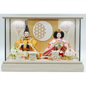 【雛人形】ケース親王飾り「透かし麻の葉木目調」（322317）