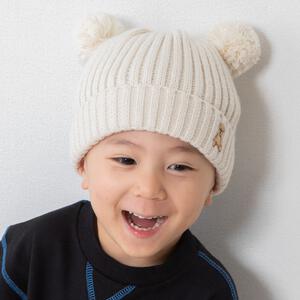 POLOBCS ベア刺繍ミミツキニット帽子 ナチュラル×46-50cm ベビーザらス限定