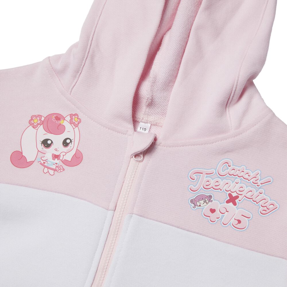 ティニピン×しなこ】パーカー 長袖フード付き 裏毛 ピンク×120cm