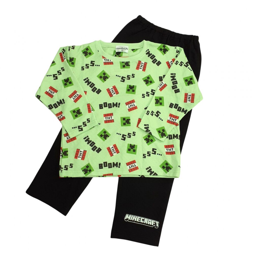 マインクラフト　パジャマ　100cm　水色黒　長袖ロングパンツ　ルームウェア パジャマ 子供服 キッズ MINECRAFT マインクラフト 天竺