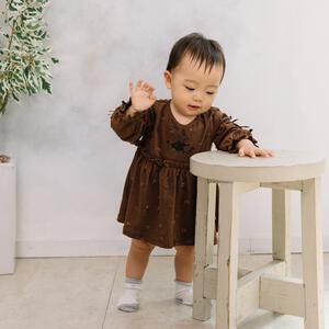 MOOMIN 長袖ロンーパス リボン付き ミルキーオール リトルミイ(ブラウン&times;70cm)