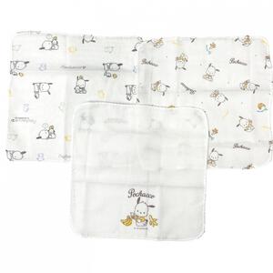 サンリオ ポチャッコ ガーゼハンカチ３枚組 ホワイト&times;フリー