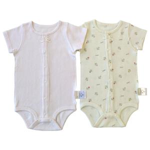 半袖前開きロンパース肌着 2枚組 ワッフル 花(ピンク&times;70cm) ベビーザらス限定