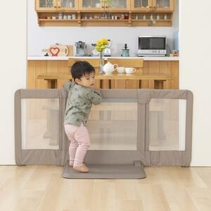 日本育児 おくだけとおせんぼ (グレージュM) 簡単設置 折りたたみ収納可能 メッシュ素材 取り付け幅：約95～140cm 6ヶ月～24ヵ月頃対応