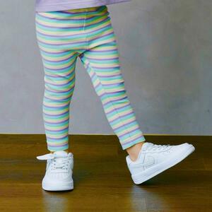 sophitica デイリーパンツ ボーダーリブレギンス ピンク&times;90cm