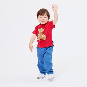 POLO BCS クマアップリケＴシャツ レッド 80cm