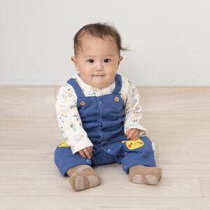 monpoke モンポケ 長袖ロンパース サロペット型 ブルー×80cm