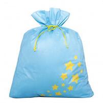 スターギフトバッグ 不織布 （約）100ｘ110cm 水色 星 LLサイズ 特大 大きい クリスマスラッピング 巾着袋 おもちゃ 子供 リボン 簡単 マチあり かわいい トイザらス限定