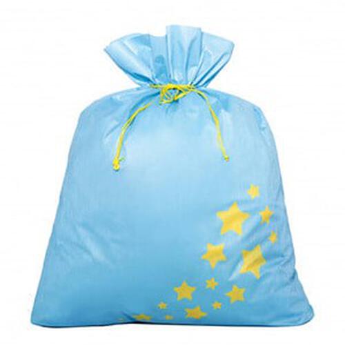 スターギフトバッグ 不織布 （約）100ｘ110cm 水色 星 LLサイズ 特大 大きい クリスマスラッピング 巾着袋 おもちゃ 子供 リボン 簡単 マチあり かわいい トイザらス限定