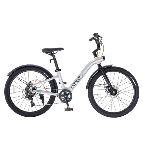 24インチ 身長140cm～168cm 子供用自転車 エボルバスポーツ マットメタリックシルバー ６段変速 トイザらス限定