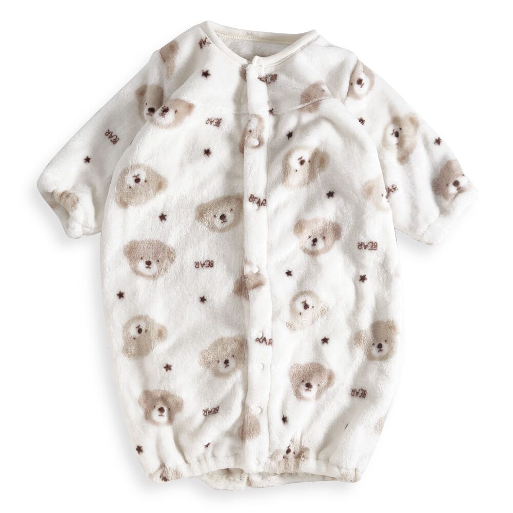 お客ページ◆Vena新作くまさん柄2点 2WAYドレスオール フリース クマ柄 ベージュ×50-60cm | マタニティ