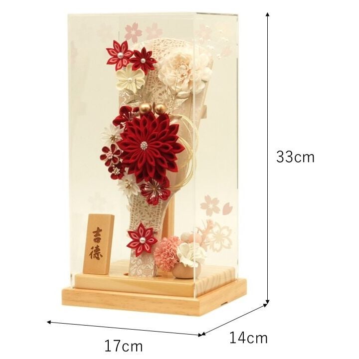 飾り羽子板 羽子板】髪飾り羽子板 桜柄アクリル8号 赤（245074）トイザらス