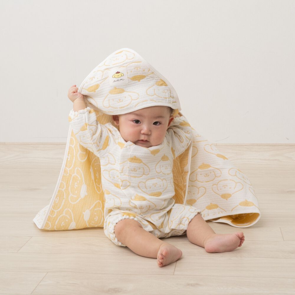 SANRIO サンリオ 多重織ガーゼおくるみ ポムポムプリン イエロー×ﾌﾘｰ