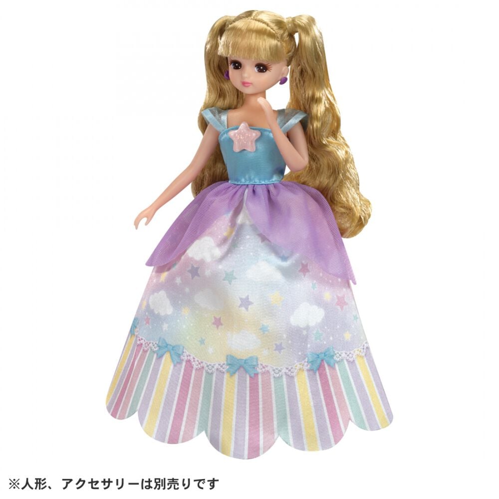 【アンティ】ドール　女の子　赤ちゃん　ドレス　お嬢様　お散歩　日傘　ダンス リカちゃん 服 LW-03 おそらのロングドレス | おもちゃ通販の