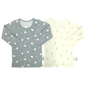 長袖シャツ肌着 2枚組 テレコ ペンギン×月 ブルー×100cm ベビーザらス限定