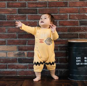 SNOOPY スヌーピー 長袖カバーオール おしり顔 イエロー×70cm ベビーザらス限定