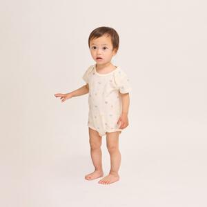 2枚組 半袖ロンパース肌着  メッシュニット クマ アニマル グリーン×80cm