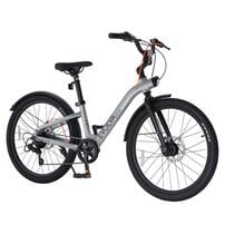 24インチ 身長140cm～168cm 子供用自転車 エボルバスポーツ マットメタリックシルバー ６段変速 トイザらス限定