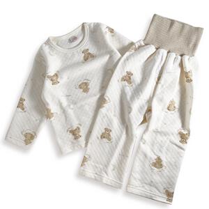 長袖腹巻付きパジャマ ニットキルト クマ柄 ベージュ&times;80cm ベビーザらス限定