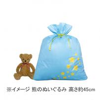 スターギフトバッグ 不織布 （約）100ｘ110cm 水色 星 LLサイズ 特大 大きい クリスマスラッピング 巾着袋 おもちゃ 子供 リボン 簡単 マチあり かわいい トイザらス限定