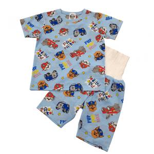 パウパトロール 半袖パジャマ メッシュ 総柄丸首 ブルー&times;110cm