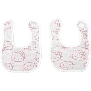 SANRIO サンリオ 多重織ガーゼスタイ２枚組 キティ レッド&times;ﾌﾘｰ ベビーザらス限定