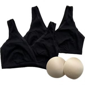 ハーフトップ リブ編み ２枚組 ブラック×L MU