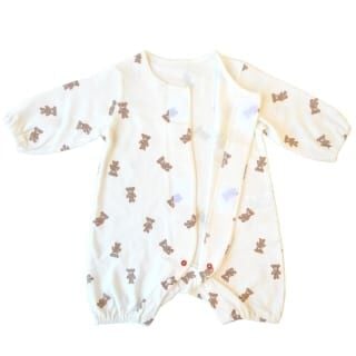 長袖前開きワンタッチロンパース クマ(ブラウン×60-70cm) ベビーザらス