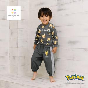 monpoke モンポケ ロングパンツ サイドライン ピカチュウ チャコール×100cm