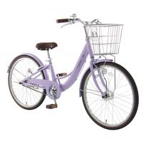22インチ 身長120～135cm 子供用自転車 アルミラ ライトパープル  バスケット LED オートライト 7歳