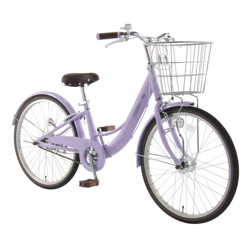 22インチ 身長120～135cm 子供用自転車 アルミラ ライトパープル  バスケット LED オートライト 7歳