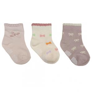 3Pサテンリボン付きロークルーソックス 9-15cm ベビーザらス限定
