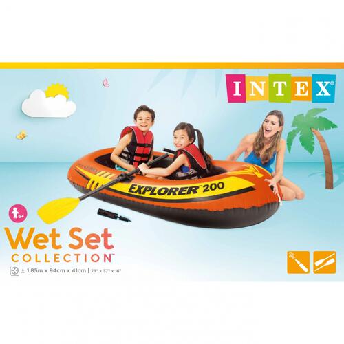インテックス INTEX エクスプローラー200 ボートセット 2人乗り オール2本・手動ポンプ付属 アウトドア レジャー 