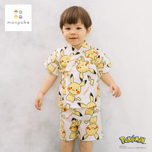 monpoke モンポケ 甚平 総柄 ピカチュウ ホワイト×90cm