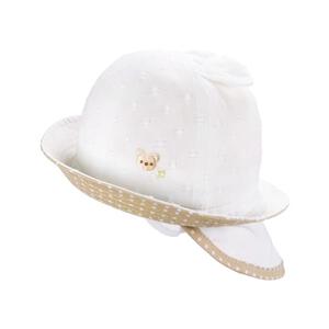 日本製 UV刺繍入り耳付きハット 日よけたれ(ライトベージュ&times;44cm) ベビーザらス限定