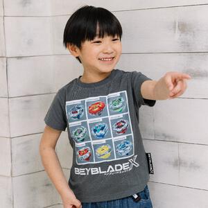 BEYBLADE X 半袖Tシャツ ボックスアート ジュニア ベイブレード エックス チャコール×120cm