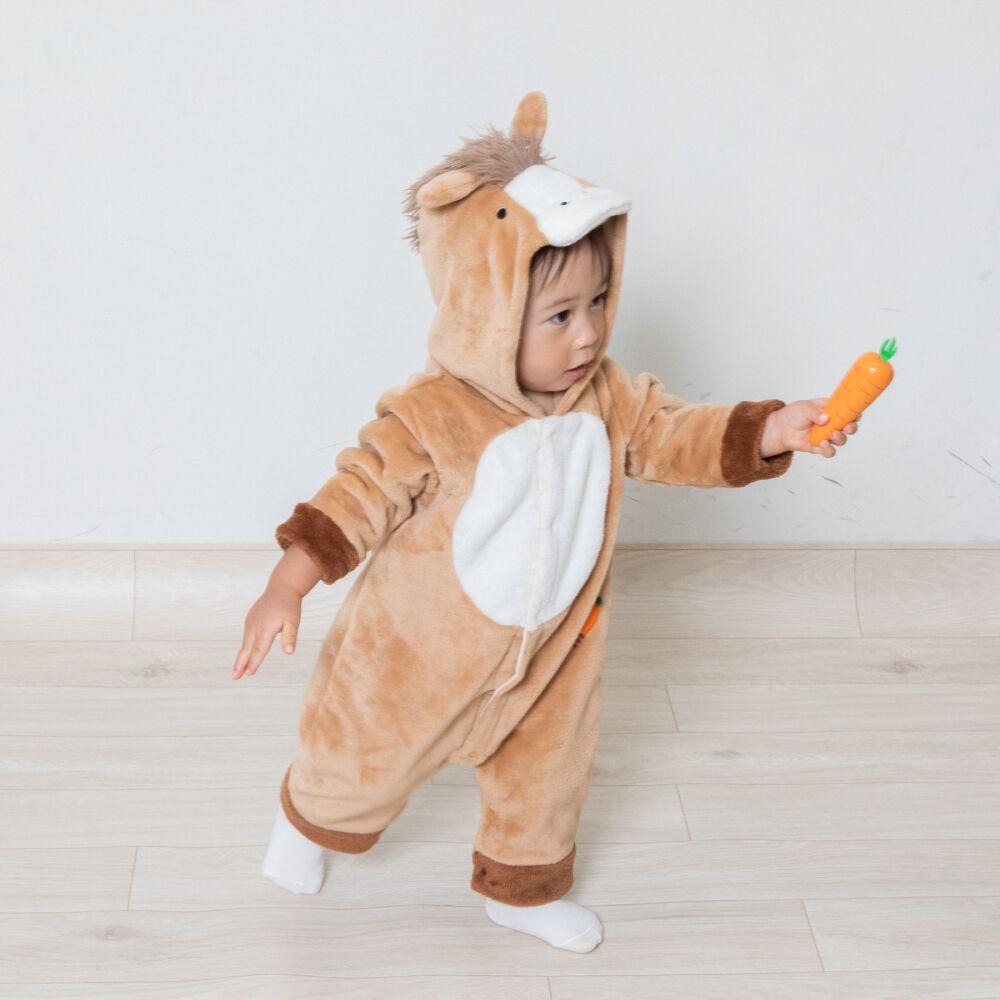 CARAMEL アイボリー ロンパース 12M 干支 馬 ロンパース ブラウン×70cm ベビーザらス限定 | Babies