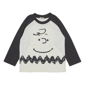 SNOOPY スヌーピー 長袖Tシャツ 天竺 ラグラン チャーリーフェイス チャコール&times;80cm ベビーザらス限定
