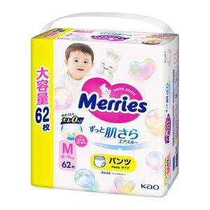 メリーズ エアスルー Mサイズ（6～11kg）62枚 【花王 パンツタイプ おむつ】