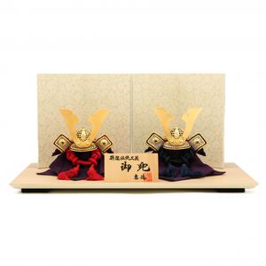 【五月人形】兜飾り 床飾り「赤絲縅・紺絲縅」（536611）双子 おしゃれ 初節句 男の子 端午の節句【メーカー直送】