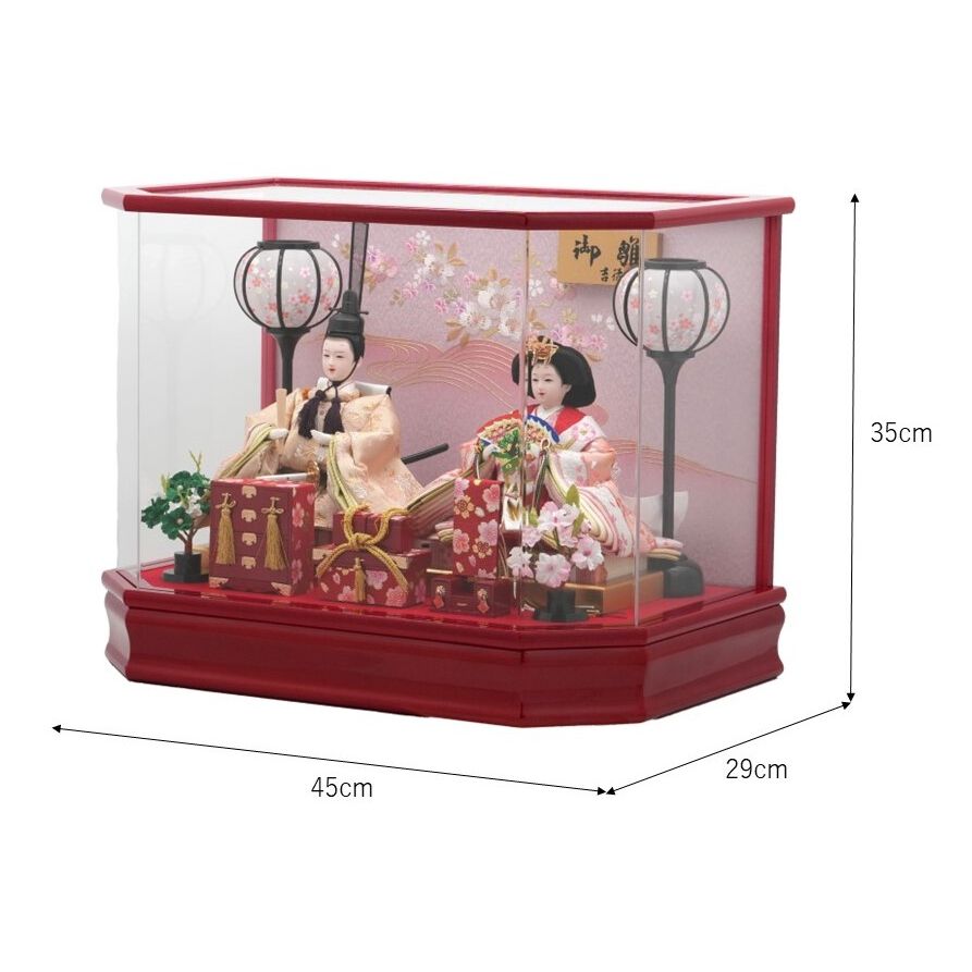 【展示品限り】雛人形　ケース飾り　※閉店セール　K13 特別セール商品】【日本製】親王 桜金襴衣装 ☆ 六角パノラマアクリル