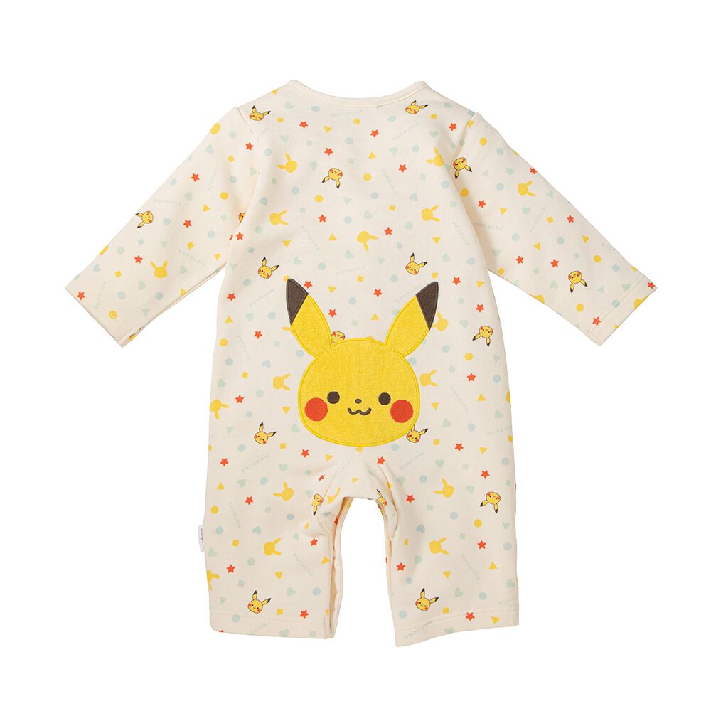 monpoke モンポケ 長袖ロンパース お尻ピカチュウ ナチュラル×70cm