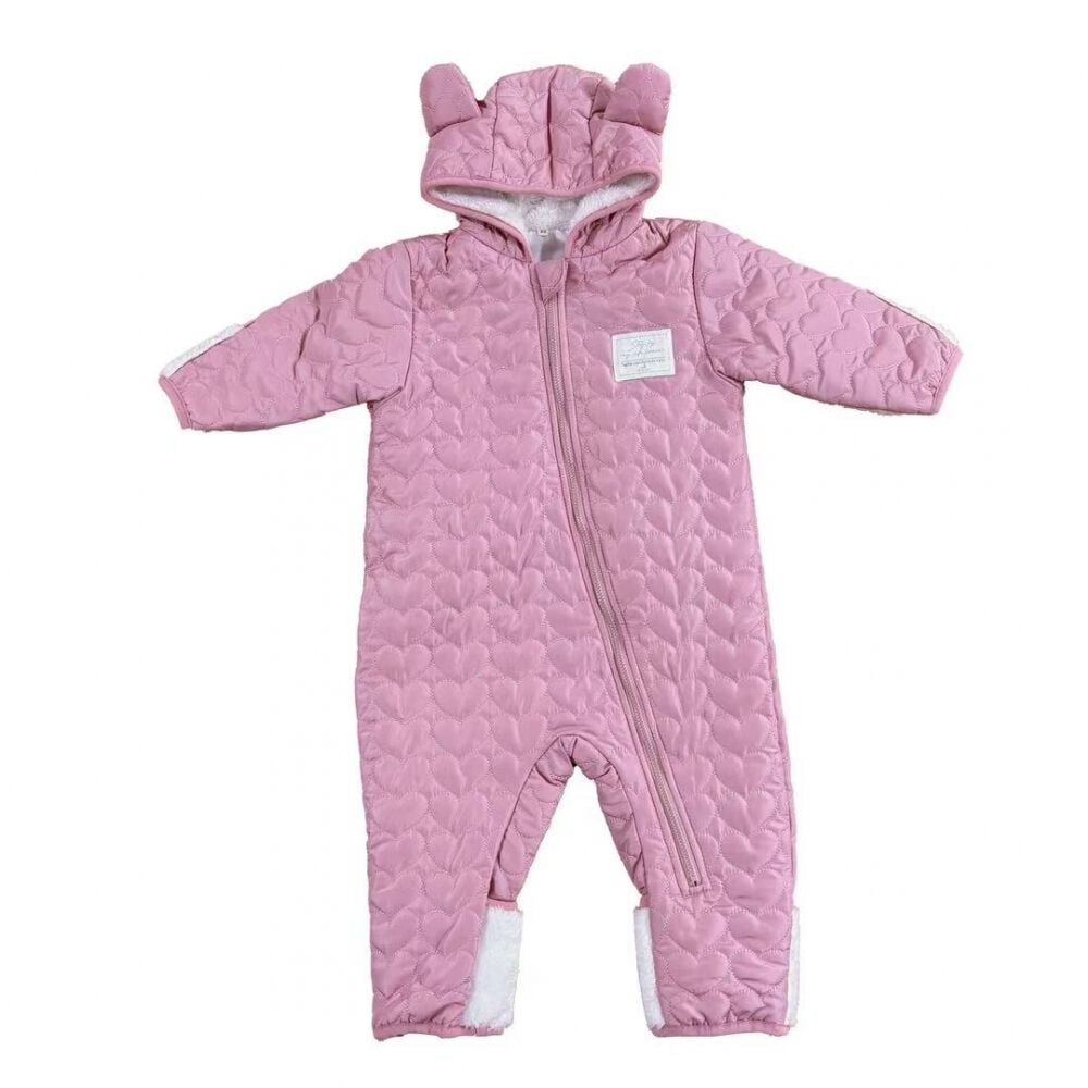 ジャンプスーツ くまみみ ハート柄 ブライトピンク×80cm | マタニティ